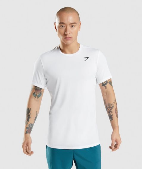 Men's Gymshark Arrival T-Shirts White | NZ 5TUFBO